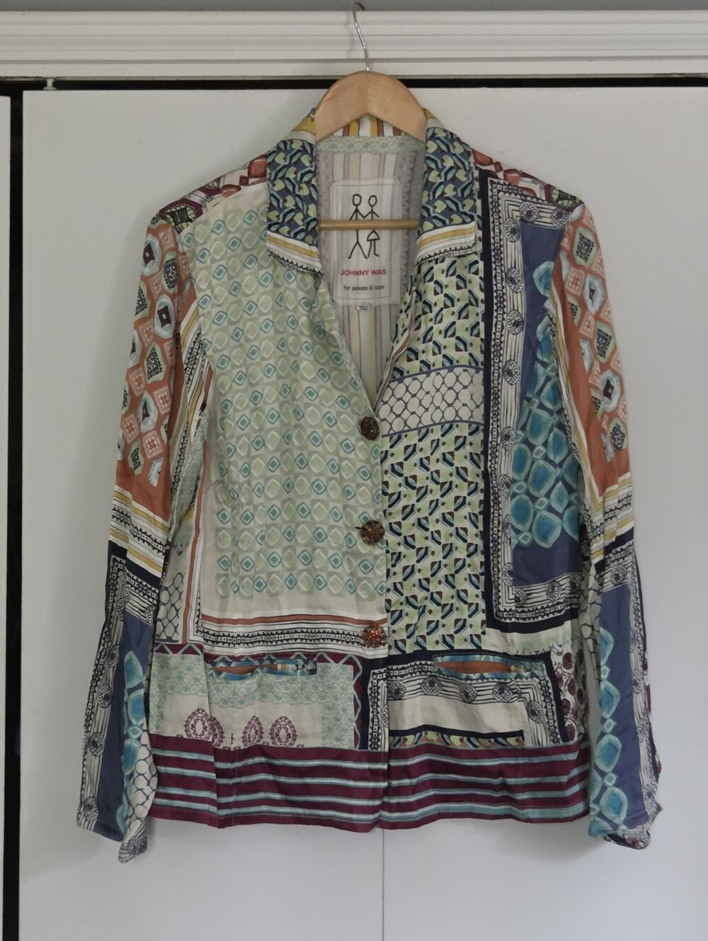 Johnny Was Women's Multi-Color Patchwork Blazer Jacket